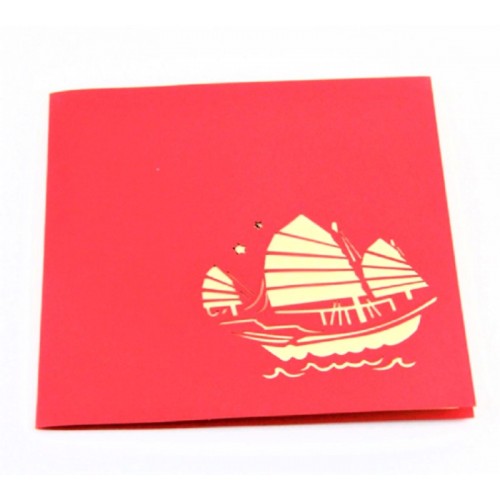 Handmade Origami Papercraft 3d Pop Up Popup Card Birthday Card Xmas Christmas Card Greeting Card Blank Card Battleship Warship Vessel Medieval Ancient Pirate Boat Ship Yacht Hk Sampan Boat