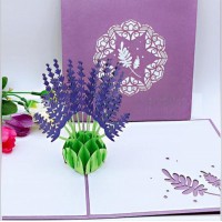 Handmade 3d Pop Up Popup Greeting Card Purple Lavendar Birthday Wedding Anniversary Engagement Valentines Day Mother's Day Father's Day Christmas New Year Eve Graduation New Home Housewarming Baby Birth Bridal Shower Hen Party Summer Garden Party Invitati
