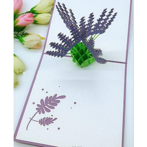 Handmade 3d Pop Up Popup Greeting Card Purple Lavendar Birthday Wedding Anniversary Engagement Valentines Day Mother's Day Father's Day Christmas New Year Eve Graduation New Home Housewarming Baby Birth Bridal Shower Hen Party Summer Garden Party Invitati