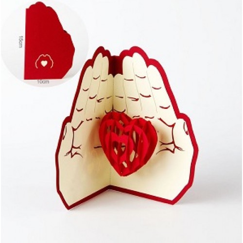 Handmade 3D Pop Up Love On The Hands Palm Birthday, Wedding Anniversary, Valentines Day, Marriage Proposal