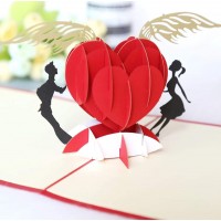 Handmade 3D Pop Up Card Love Cupid Couple Wings Wedding Anniversary Valentine's Day Proposal Engagement Birthday