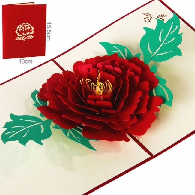 Greeting Cards Handmade Birthday Wedding Invitation 3D Pop Up Card Rose Flower 