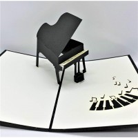 Handmade 3d Pop Up Card Piano Black White Happy Birthday Card,card For Musicians,wedding Anniversary,big Day,thank You,retirement,blank Greetings Card