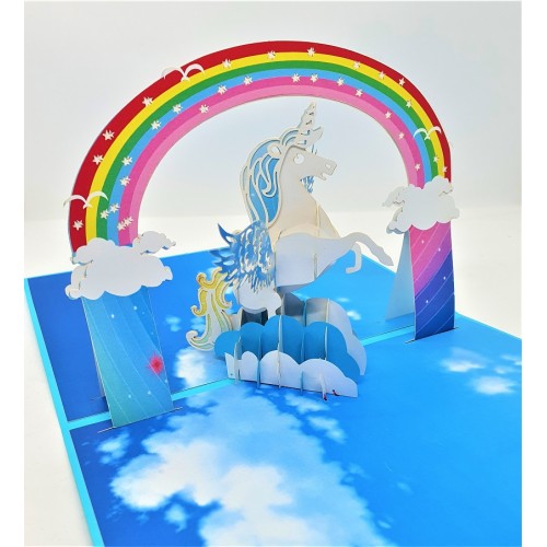 Handmade 3D Pop Up Card Unicorn Rainbow Happy Birthday,wedding Anniversary,valentine's Day,new Year,baby Birth Shower Greetings Celebrations Congratulations