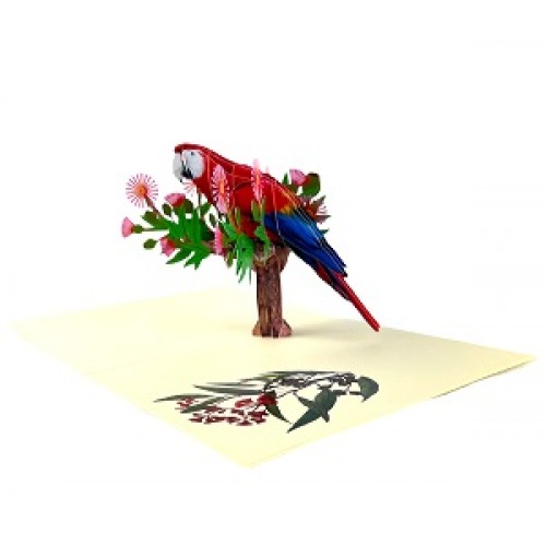 Handmade 3d Pop Up Card Red Parrot Bird Happy Birthday,valentine's Day,father's Day,mother's Day,new Home,housewarming Gift Outdoor Invitation