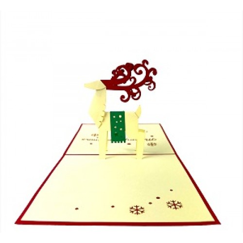Handmade 3D Pop Up Xmas Card Happy Christmas Reindeer Snowflakes Seasonal Greetings Celebrations Card Gift