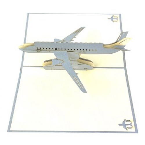 Handmade 3d Pop Up, Birthday Card,silver Airplane,christmas,valentines,father's Day,graduation,wedding Anniversary Card