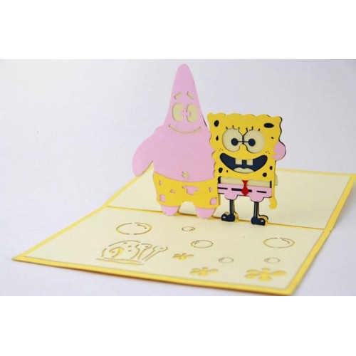 Handmade 3d Pop Up Birthday Card Spongebob Squarepants Patrick Star Animated Tv Cartoon Comic Kid Child Gift Wedding Anniversary,valentines