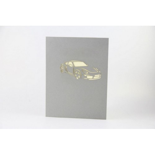 Handmade 3d Pop Up Card Prestige Grey Sport Car, New Car, Pass Driving Test, Christmas, New Year Party Invitation, Wedding Anniversary, Valentines Day, Father's Day, Mother' Day, Graduation, Retirement Greeting Card