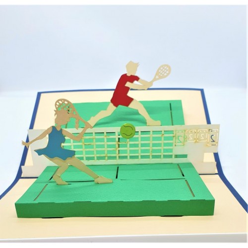 Handmade 3D Pop Up Card Play Tennis Court Birthday Wedding Anniversary Valentine's Day Father's Day Mother's Day Wimbledon Sport