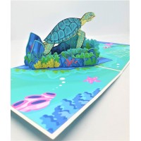Handmade 3D Pop Up Card Turtle Sea Life Happy Birthday,wedding Anniversary,valentine's Day,father's Day,mother's Day,outdoor Invitations,greetings