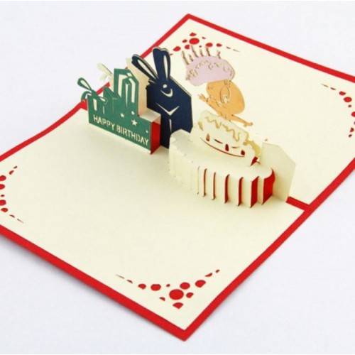 Handmade 3d Pop Up Birthday Card Tweety Bird First Birthday Kid Child Papercraft Laser Cut Best Friend Vintage Cottage Party Invitation Gift