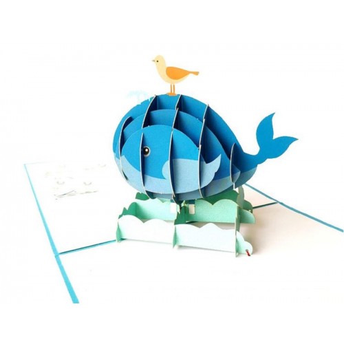 Handmade 3d Pop Up Birthday Card Whale Bird Sea Ocean Animal Valentines,wedding Anniversary,mother's Day,father's Day,thank You,baby Shower