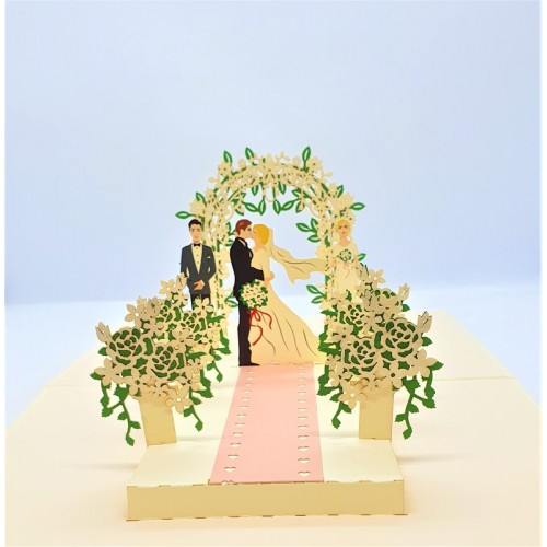 Handmade 3d Pop Up Wedding Card Wedding Gift Invitation Bride Groom Best Man Maid Of Honor Big Day Outdoor Garden Rose Flower Arch Love Kiss