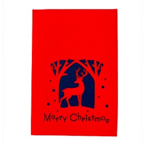 Handmade 3D Pop Up Xmas Card Merry Christmas Reindeer White Forest Silent Night Eve Snowflakes Vintage Seasonal Greetings Celebrations Xmas Gift Decorations