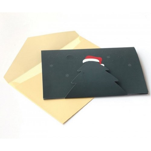 Handmade 3D Pop Up Christmas Card Santa Claus Snowman Reindeer Evergreen Conifer Tree Gift Delivery Card