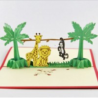 Handmade 3d Pop Up Birthday Card Mother's Day Fathers Day Baby Shower Kid Child Party Enrolment Animal Zoo Jungle Lion Monkey Giraffe Africa