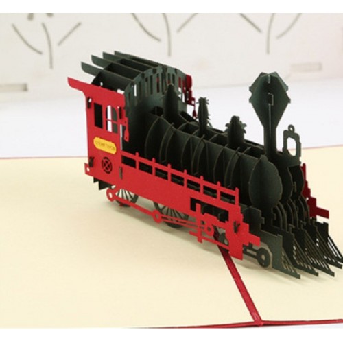 Handmade 3D Pop Up Card Vintage Steam Train Birthday Valentine's Day Anniversary Father's Day Mother's Day 