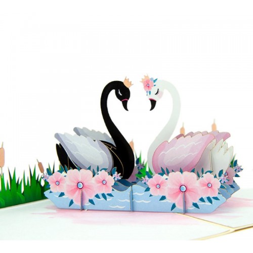 Handmade 3d Pop Up Wedding Card,anniversary,valentines,engagement Birthday Greeting Card,swan Bridge Groom Prince Princess Origami Kirigami Papercraft