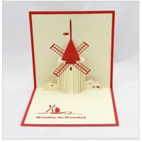 Handmade 3d Pop Up Windmill Greeting Card Birthday Christmas New Year Valentines Day Father's Day Mother's Day Papercraft Gift